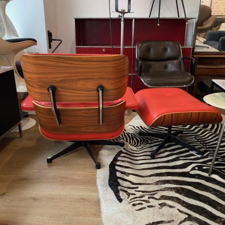 Z Lounge Chair avec repose pieds en cuir et palissandre édition Vitra Récente